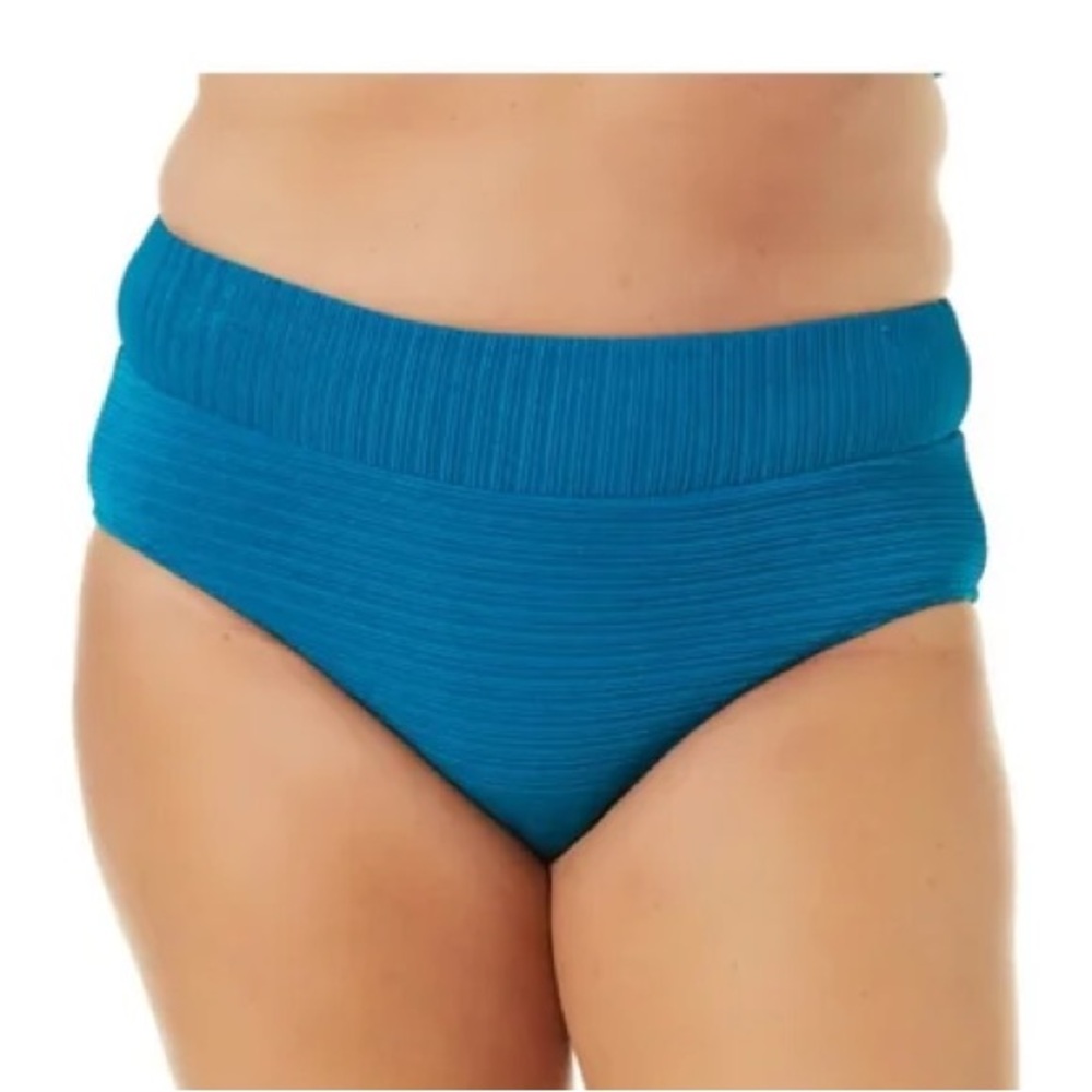 Time and Tru Textured Bikini Bottoms – Size XL (16–18) – Blue – NWT